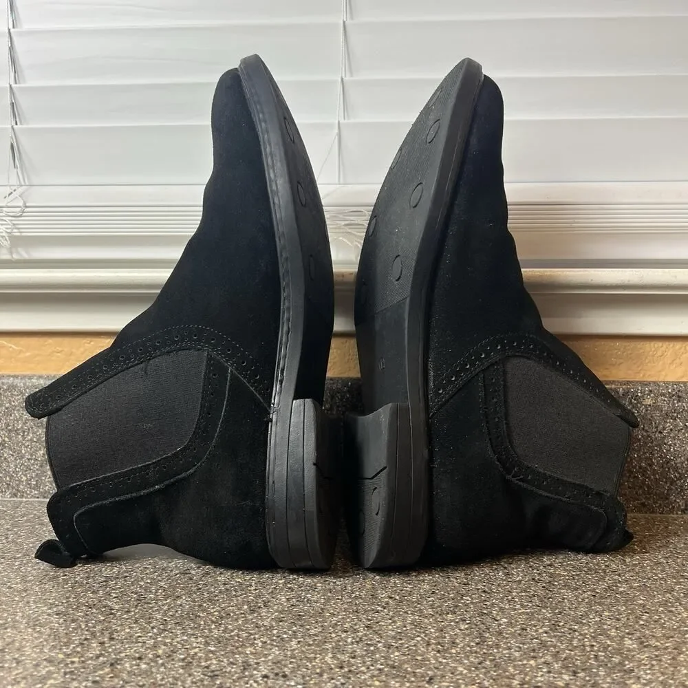 Bruno Marc Mens Sz 12 Chelsea Desert Ankle Boots Black Suede Chukka Slip On Shoe